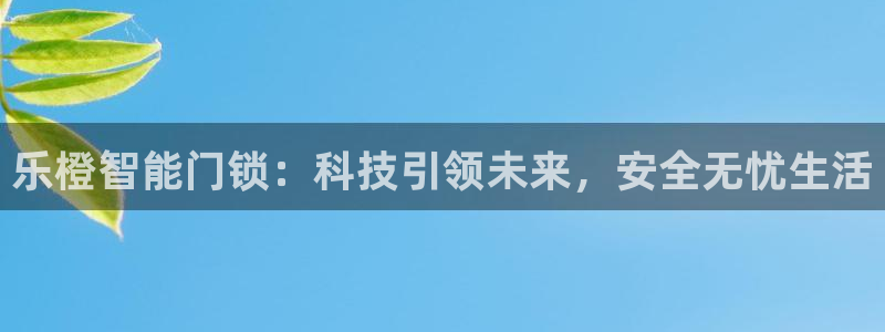 开丰娱乐平台登录：乐橙智能门锁：科技引领未来，安全无忧生活